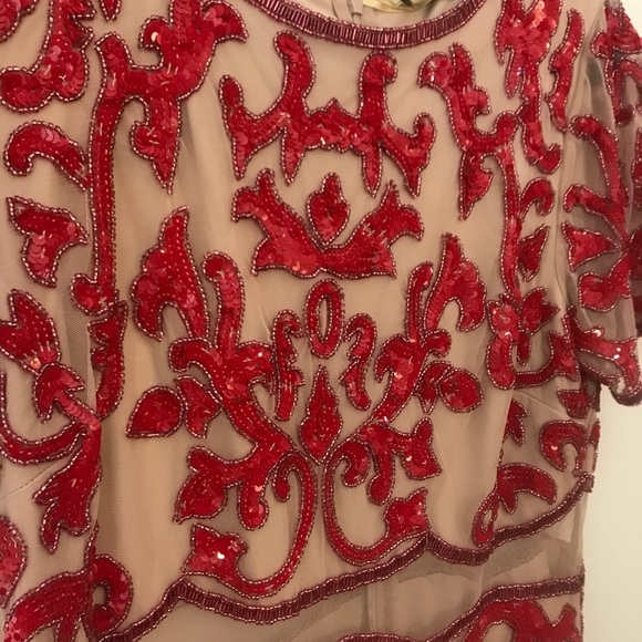 Frock and Frill red beaded dress with mesh insert - Picture 8 of 12